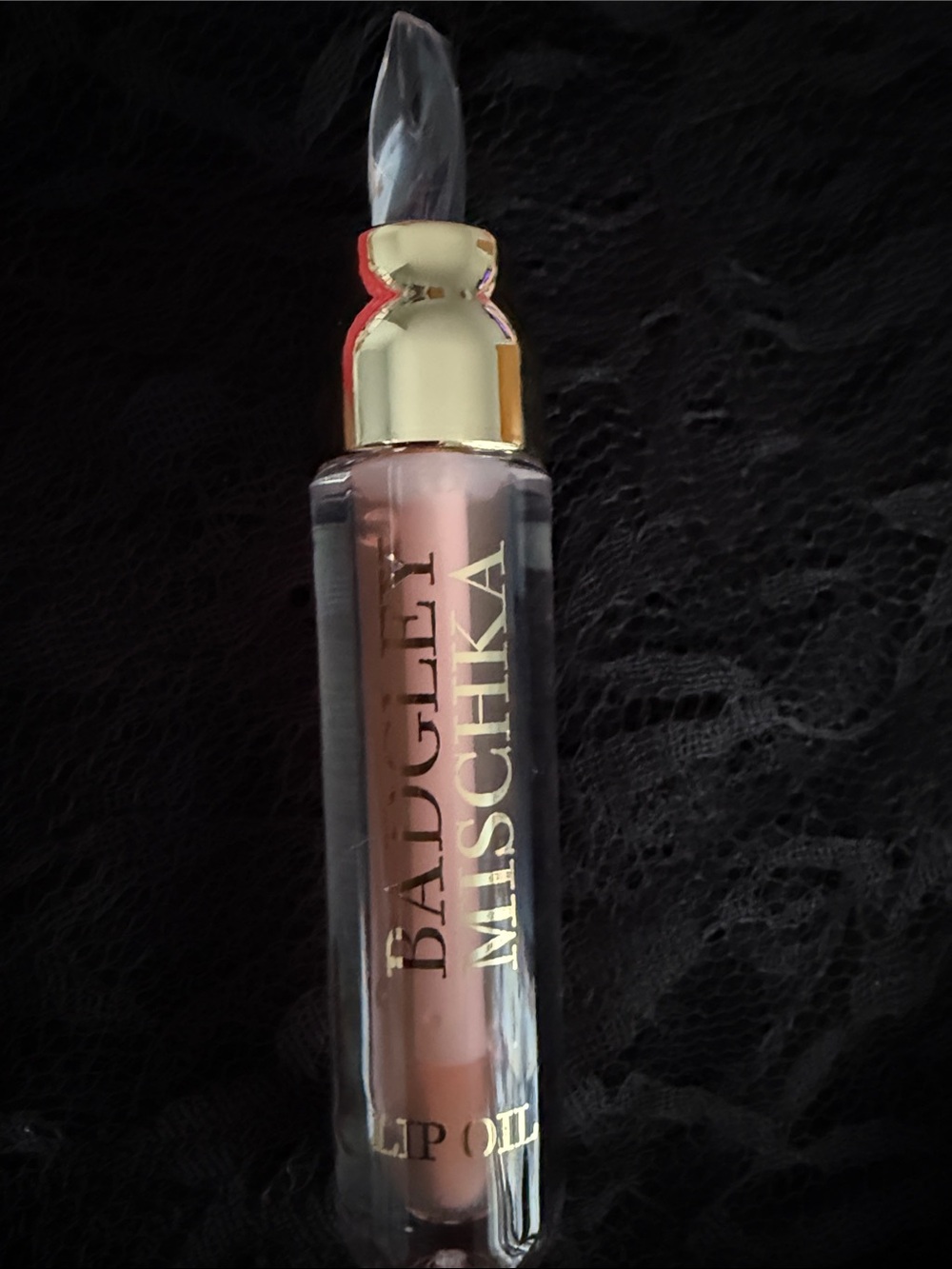 Badgley Mischka Rose Nude Lip Oil with Gold Cap